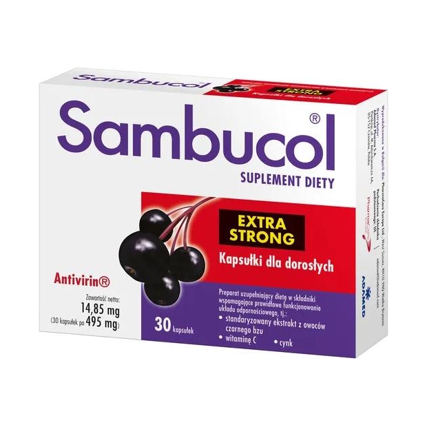 SAMBUCOL Extra Strong, 30 kapsułek | drogeria-zdrowie.com.pl