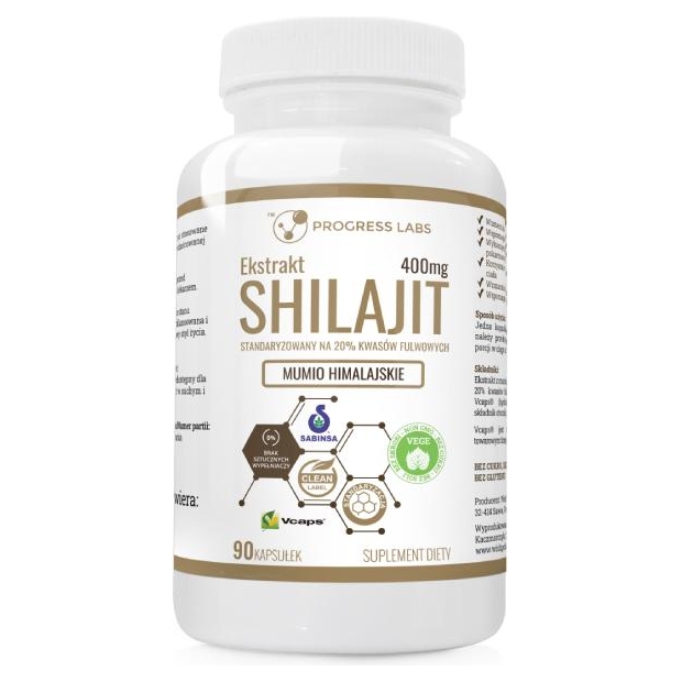PROGRESS LABS Shilajit Mumio Himalajskie, 90 kapsułek | drogeria-zdrowie.com.pl