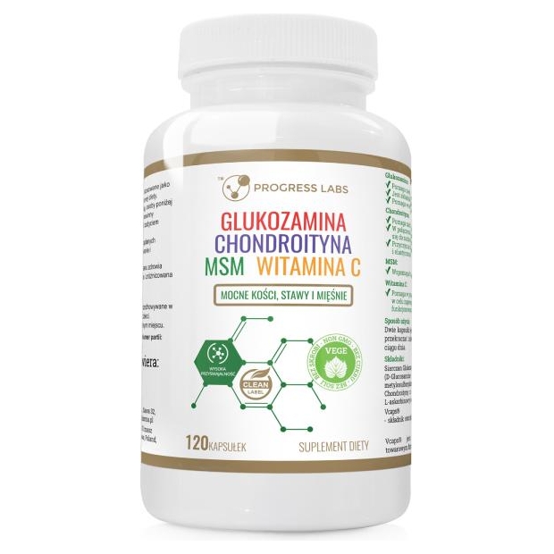 PROGRESS LABS Glukozamina Chondroityna MSM, 120 kapsułek