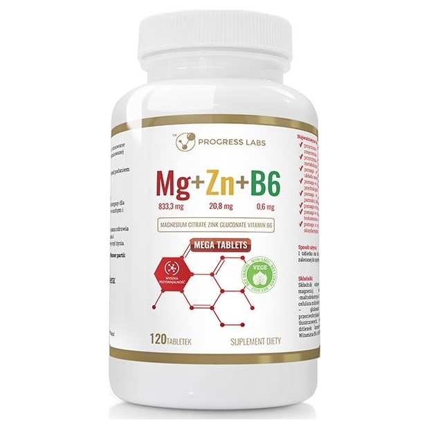 PROGRESS LABS Mg + Zn + B6, 120 tabletek