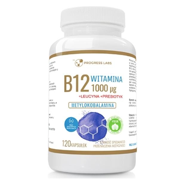PROGRESS LABS Witamina B12 1000 + prebiotyk, 120 kapsułek