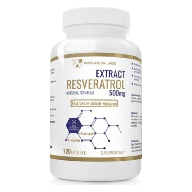 PROGRESS LABS Resveratrol 500mg extract, 120 kapsułek