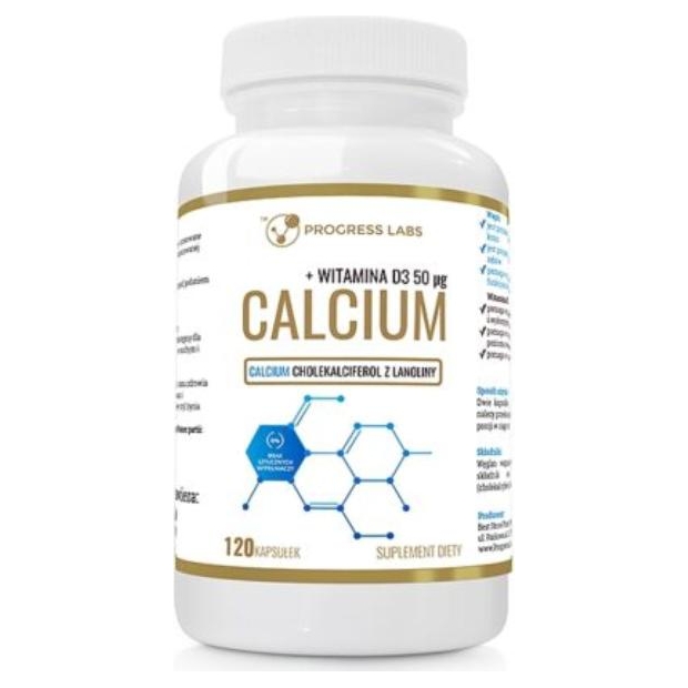 PROGRESS LABS Calcium + Witamina D3, 120 kapsułek