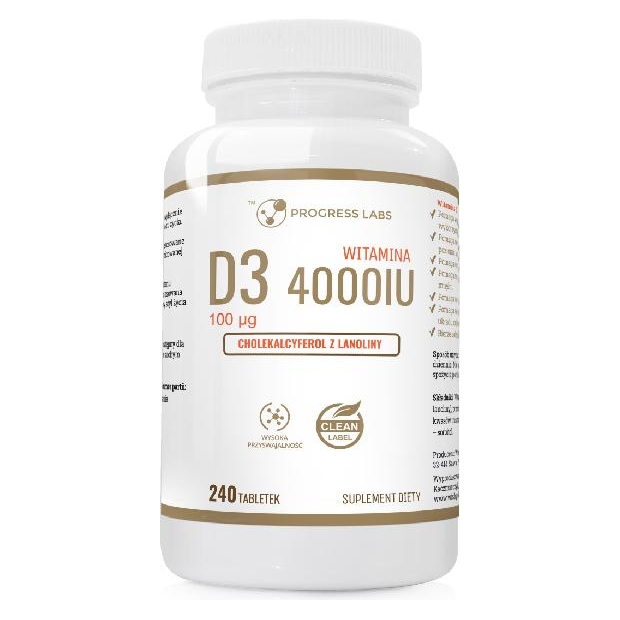 PROGRESS LABS Witamina D3 4000, 240 tabletek