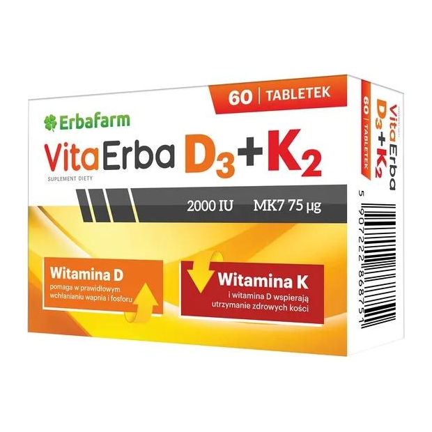 VITAERBA D3 + K2, 60 tabletek | drogeria-zdrowie.com.pl