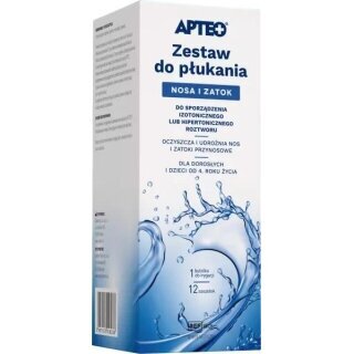 Zestaw do płukania nosa i zatok APTEO 1 butelka +12 saszetek