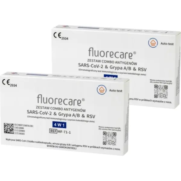 2 x Test COVID + GRYPA FLUORECARE Zestaw combo antygenów 4w1