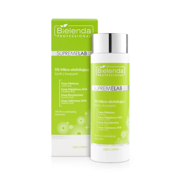Bielenda Professional SupremeLab Sebio Derm 5% Tonik mikro-eksfoliujący z kwasami, 200ml