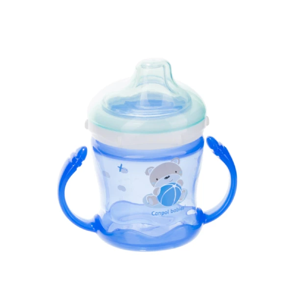 Canpol Babies Love & Sea Kubek 180 ml niekapek miękki silikonowy ustnik 57/300_BLU