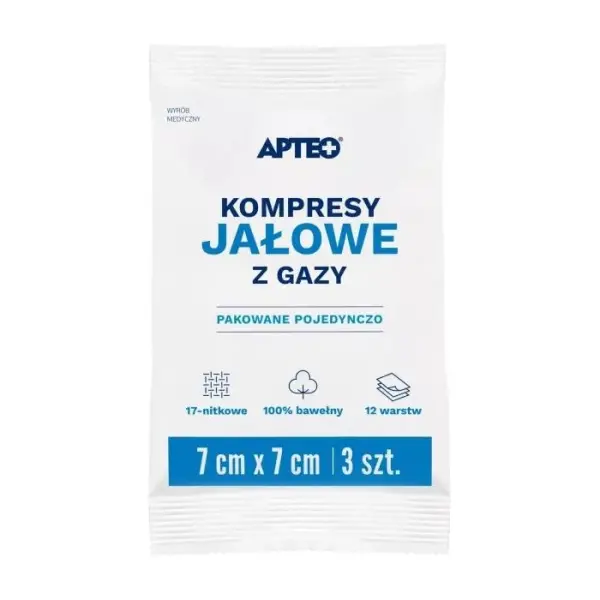 Gaziki jałowe APTEO CARE 7x7cm 3 sztuki