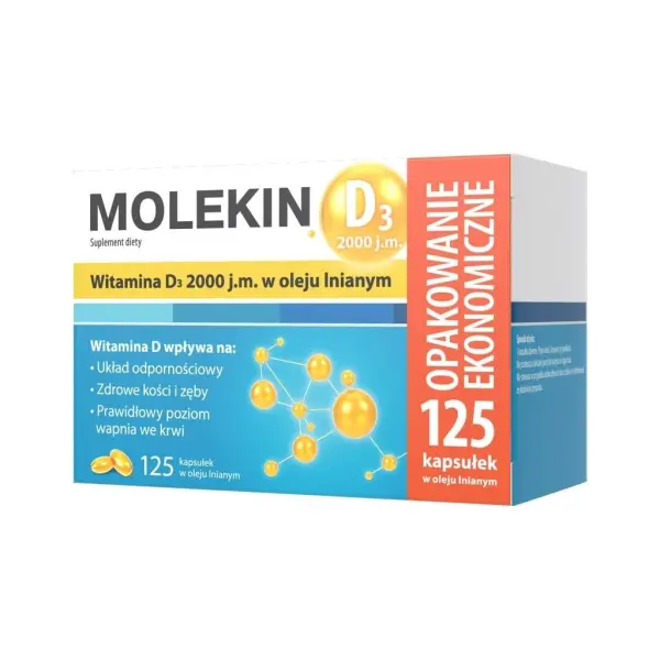 Molekin D3 Witamina D 2000 j .m. 125 kapsułek w oleju lnianym