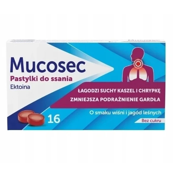 Mucosec o smaku wiśni i jagód leśnych bez cukru, 16 szt.