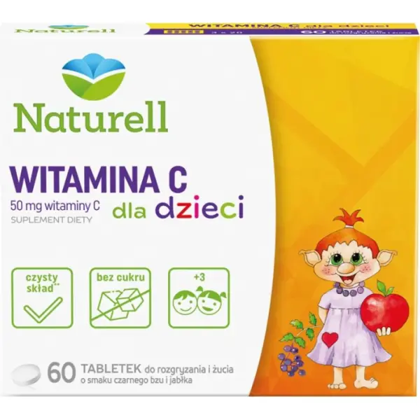 NATURELL Witamina C dla dzieci 60 tabletek do rozgryzania i żucia