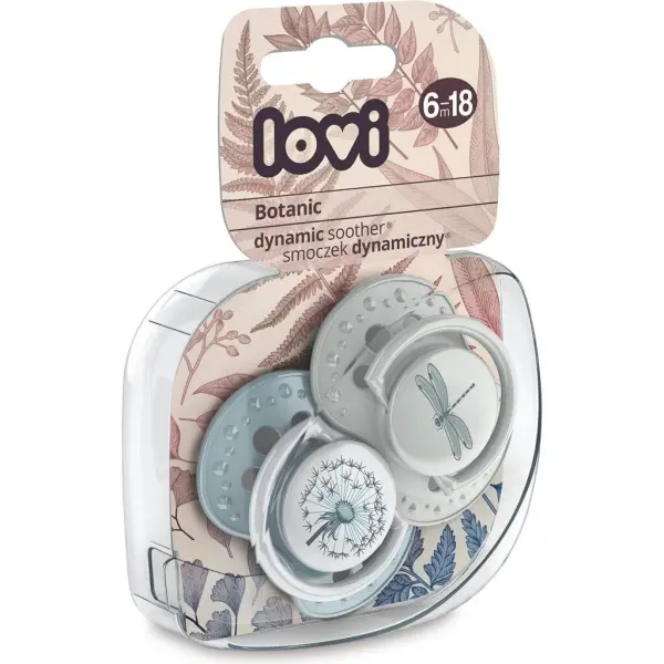 Smoczek silikonowy dynamiczny LOVI 6-18m Botanic 22/871 BOY 2 sztuki
