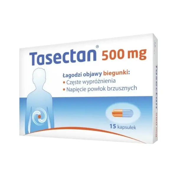 TASECTAN 0,5 g, do stosowania na biegunkę, 15 kapsułek