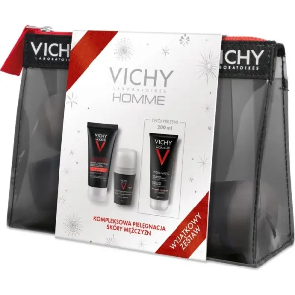 VICHY ZESTAW HOMME DLA MĘŻCZYZN KREM+KULKA 72 H+ŻEL DO MYCIA WŁOSÓW I CIAŁA