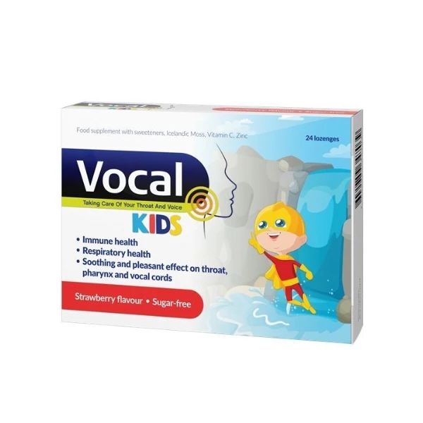 Vocal Kids truskawka, pastylki do ssania, 24szt.