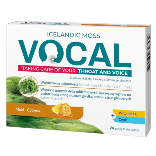 Vocal miód-cytryna pastylki do ssania, 24 sztuk