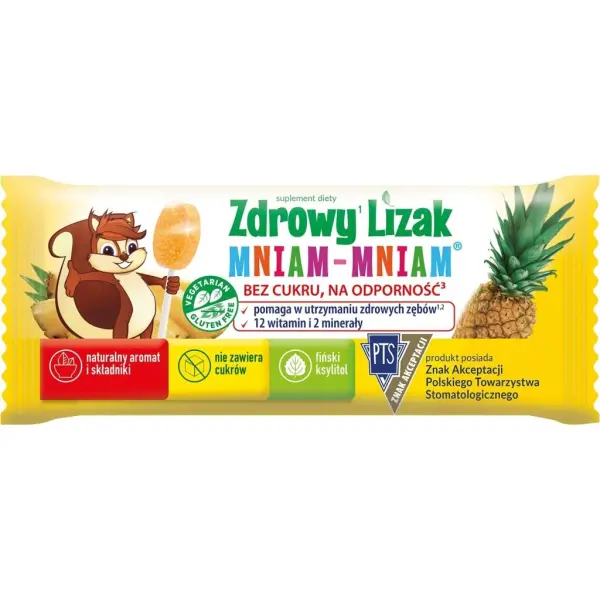 Zdrowy Lizak Mniam-Mniam 12 witamin na koncentrację i odporność ananas 1 sztuka
